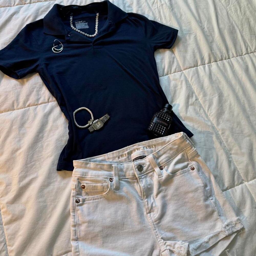 Navy blue polo baby tee